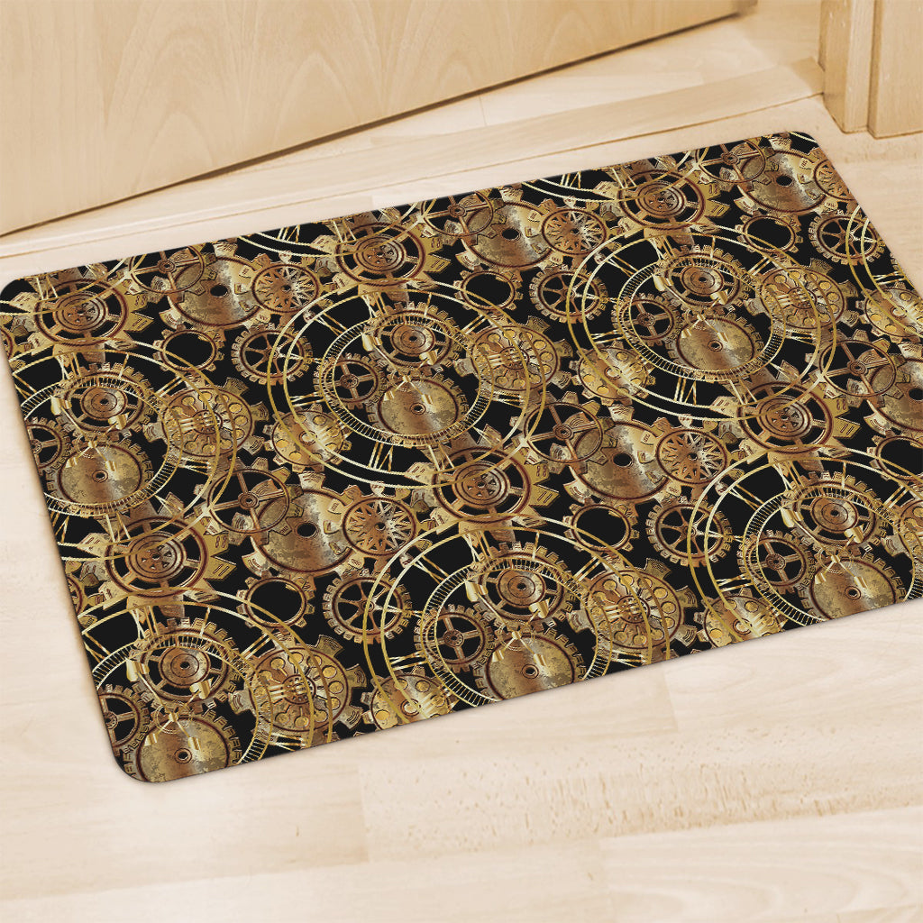 Steampunk Clock Gears Print Polyester Doormat