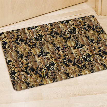 Steampunk Clock Gears Print Polyester Doormat