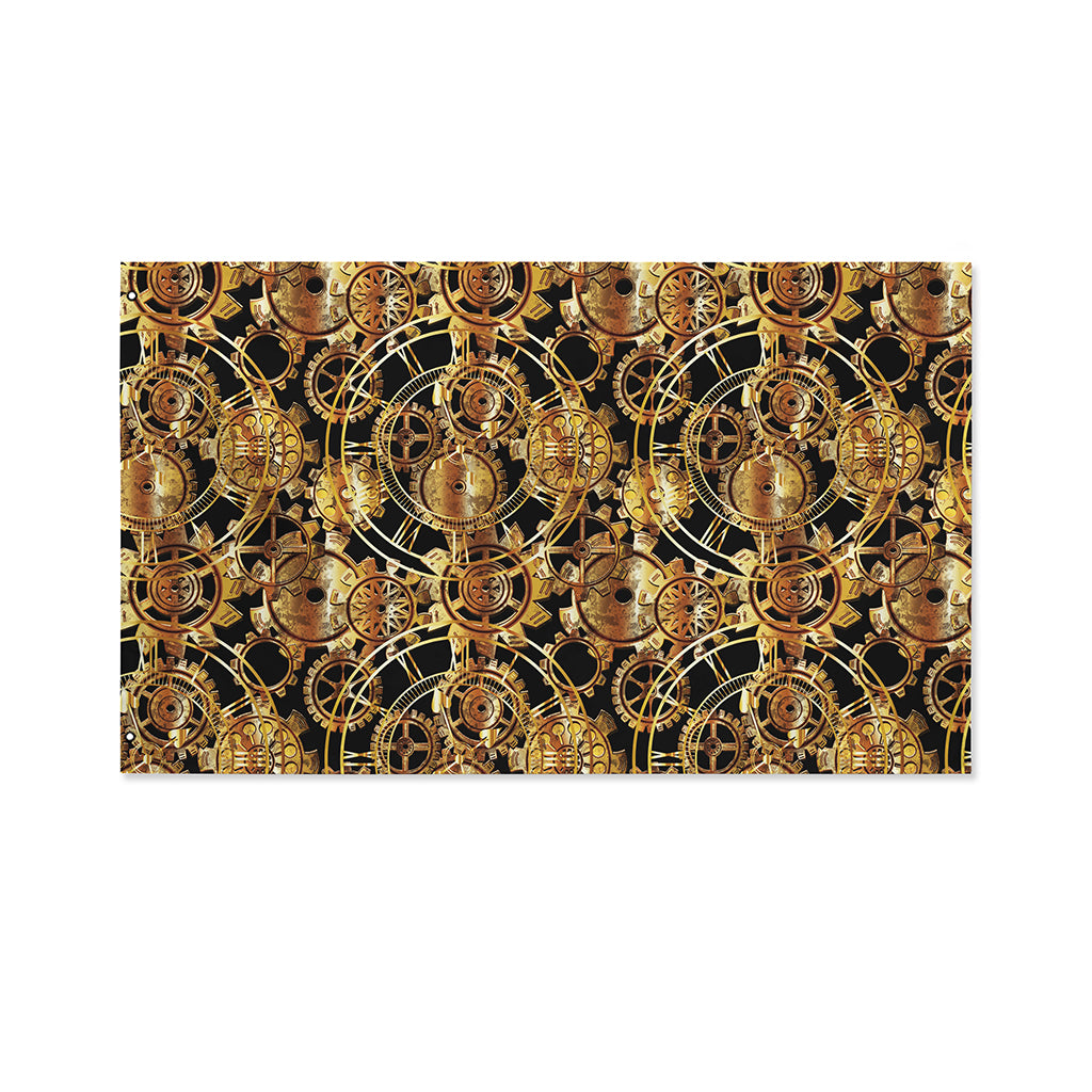 Steampunk Clock Gears Print Polyester Flag