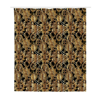 Steampunk Clock Gears Print Polyester Shower Curtain