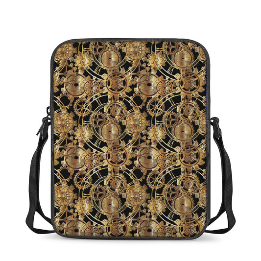 Steampunk Clock Gears Print Rectangular Crossbody Bag