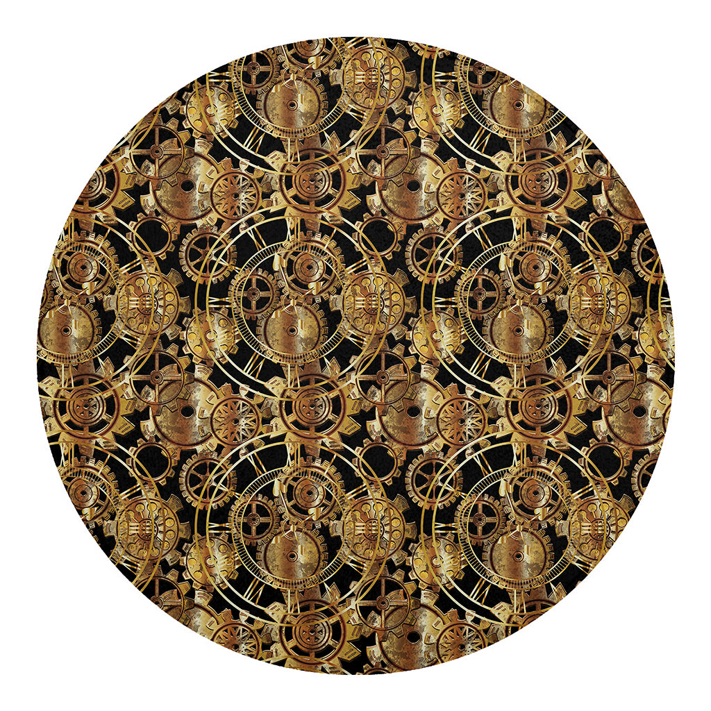 Steampunk Clock Gears Print Round Blanket