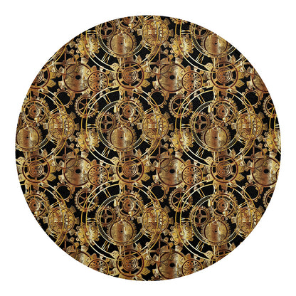 Steampunk Clock Gears Print Round Blanket