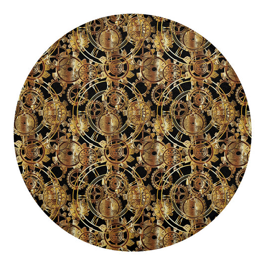 Steampunk Clock Gears Print Round Blanket