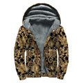 Steampunk Clock Gears Print Sherpa Lined Zip Up Hoodie