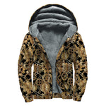 Steampunk Clock Gears Print Sherpa Lined Zip Up Hoodie