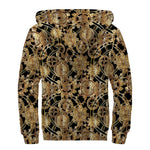 Steampunk Clock Gears Print Sherpa Lined Zip Up Hoodie