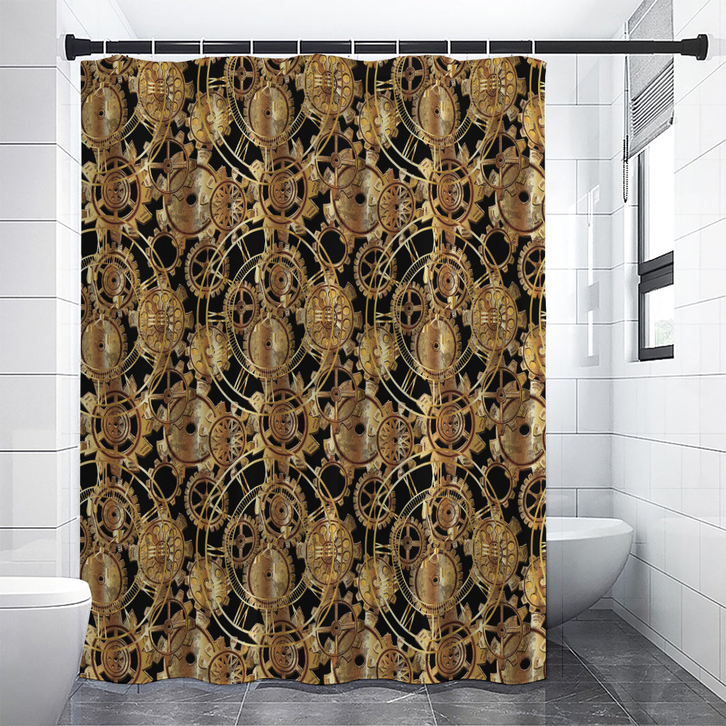 Steampunk Clock Gears Print Shower Curtain