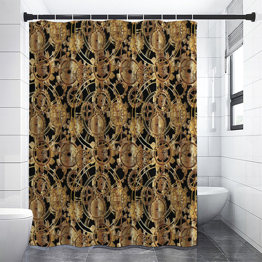 Steampunk Clock Gears Print Shower Curtain