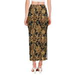 Steampunk Clock Gears Print Side Slit Maxi Skirt