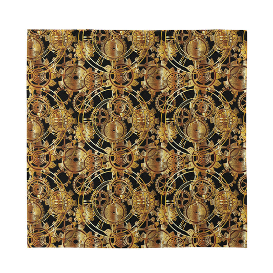 Steampunk Clock Gears Print Silk Bandana