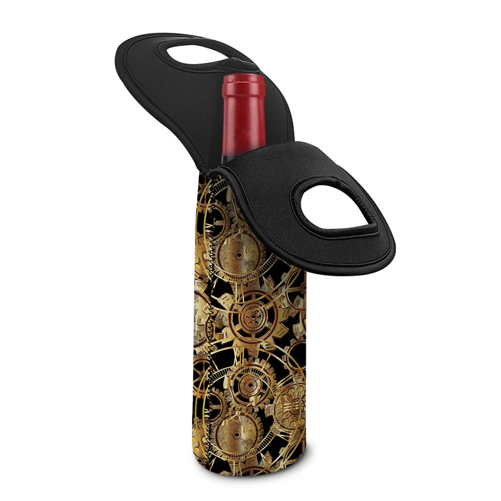 Steampunk Clock Gears Print Single Neoprene Wine Tote