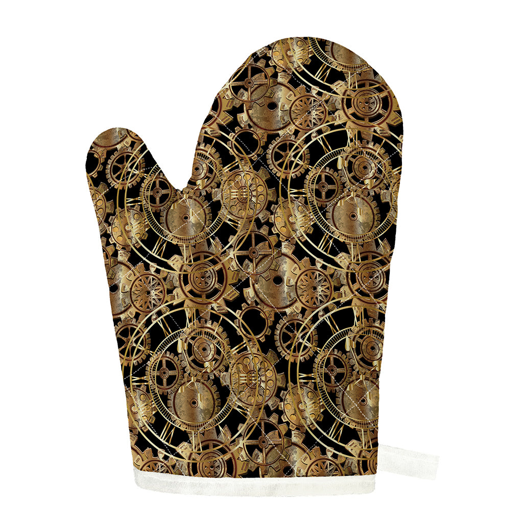 Steampunk Clock Gears Print Single Oven Mitt