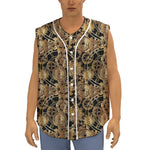 Steampunk Clock Gears Print Sleeveless Baseball Jersey