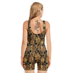 Steampunk Clock Gears Print Sleeveless One Piece Swimsuit