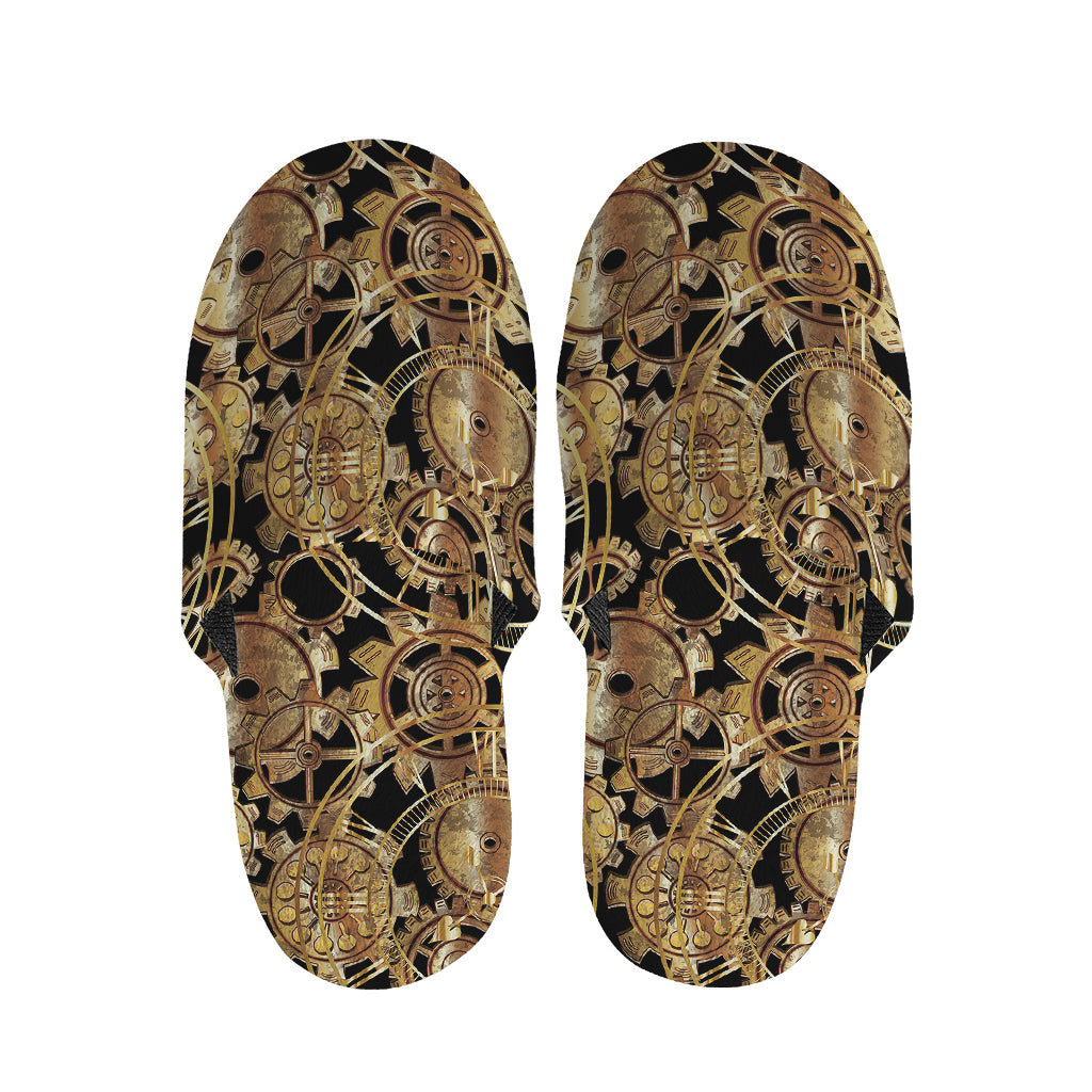 Steampunk Clock Gears Print Slippers