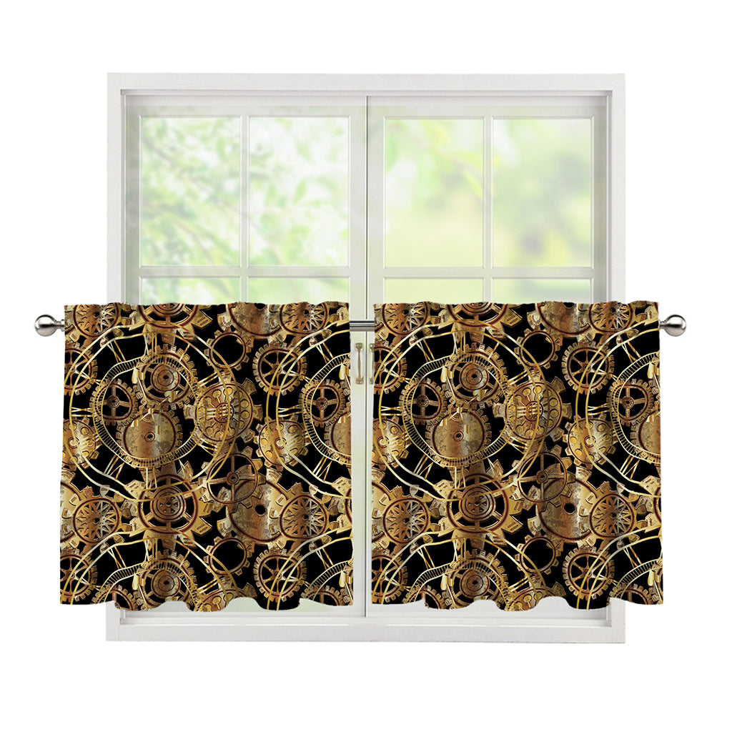 Steampunk Clock Gears Print Tier Curtains