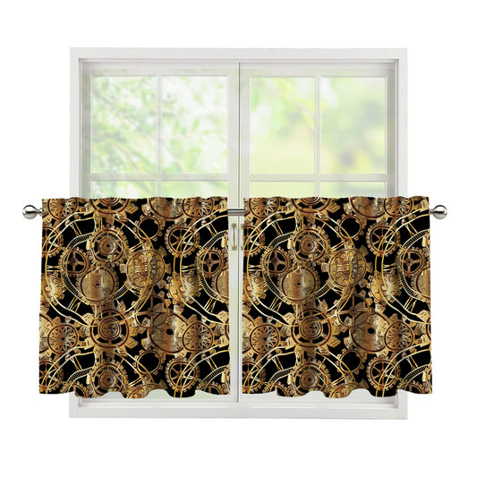 Steampunk Clock Gears Print Tier Curtains