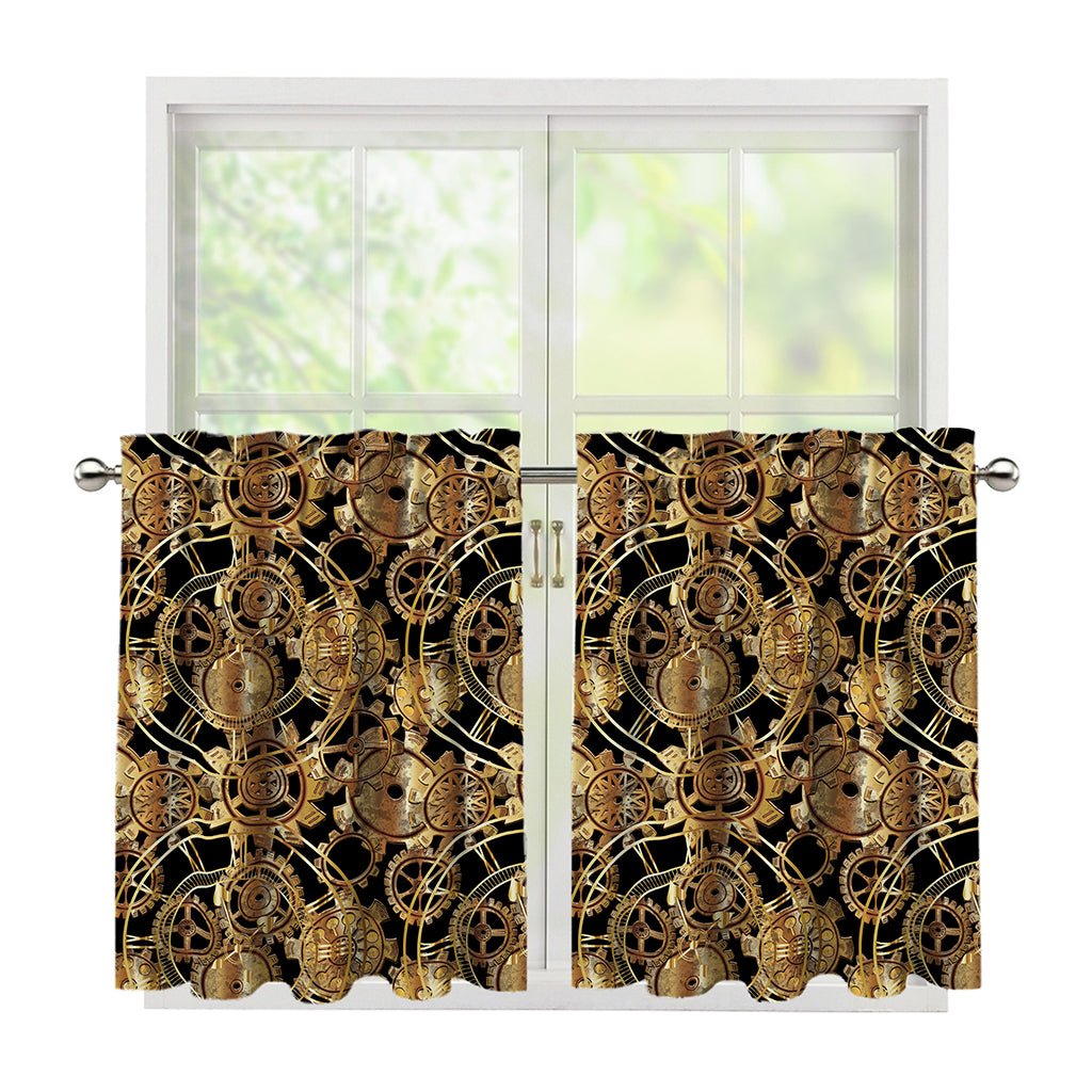 Steampunk Clock Gears Print Tier Curtains