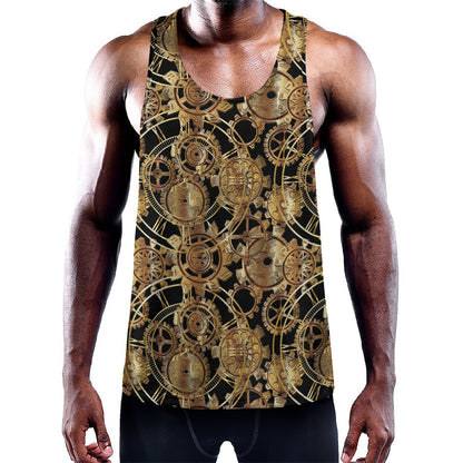 Steampunk Clock Gears Print Training Tank Top