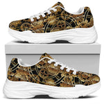 Steampunk Clock Gears Print White Chunky Shoes
