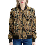 Steampunk Clock Gears Print Women's Bomber Jacket