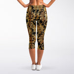 Steampunk Clock Gears Print Women's Capri Leggings