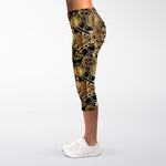 Steampunk Clock Gears Print Women's Capri Leggings