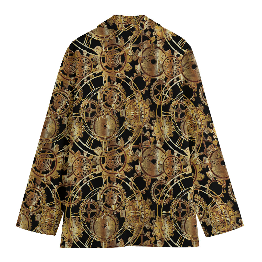 Steampunk Clock Gears Print Women's Cotton Blazer