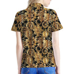 Steampunk Clock Gears Print Women's Polo Shirt