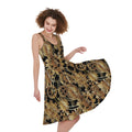 Steampunk Clock Gears Print Sleeveless Knee Length Dress