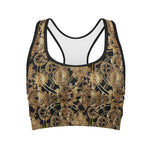 Steampunk Clock Gears Print Women's Sports Bra