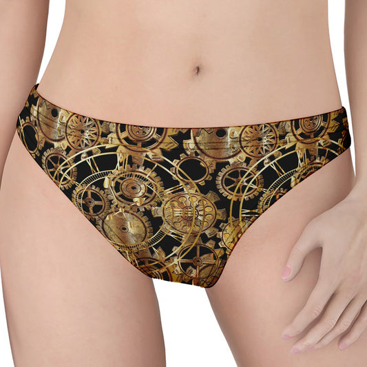 Steampunk Clock Gears Print Women's Thong