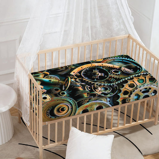 Steampunk Cogs And Gears Print Baby Crib Sheet