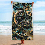 Steampunk Cogs And Gears Print Beach Towel