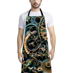 Steampunk Cogs And Gears Print Bib Apron With Pocket