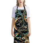 Steampunk Cogs And Gears Print Bib Apron With Pocket
