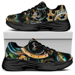 Steampunk Cogs And Gears Print Black Chunky Shoes