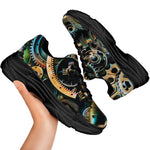 Steampunk Cogs And Gears Print Black Chunky Shoes