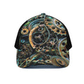 Steampunk Cogs And Gears Print Black Mesh Trucker Hat