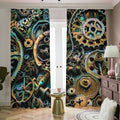 Steampunk Cogs And Gears Print Dimout Pencil Pleat Curtains