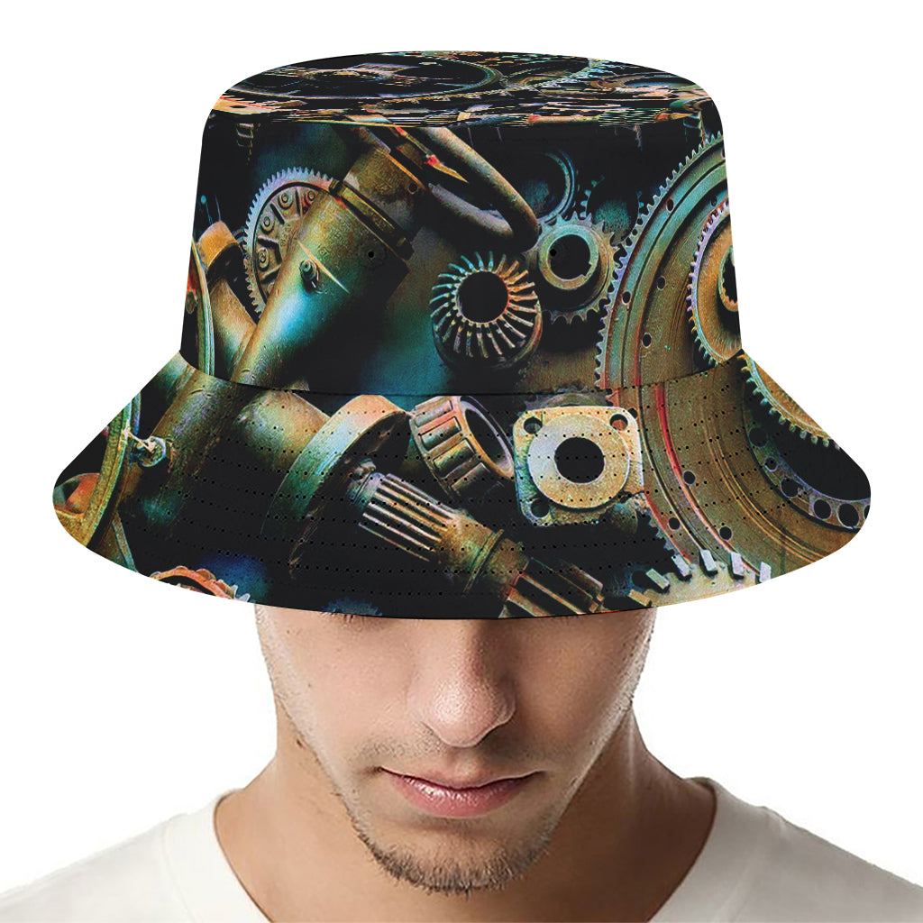 Steampunk Cogs And Gears Print Bucket Hat