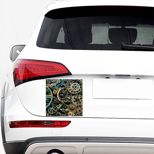 Steampunk Cogs And Gears Print Car Sticker