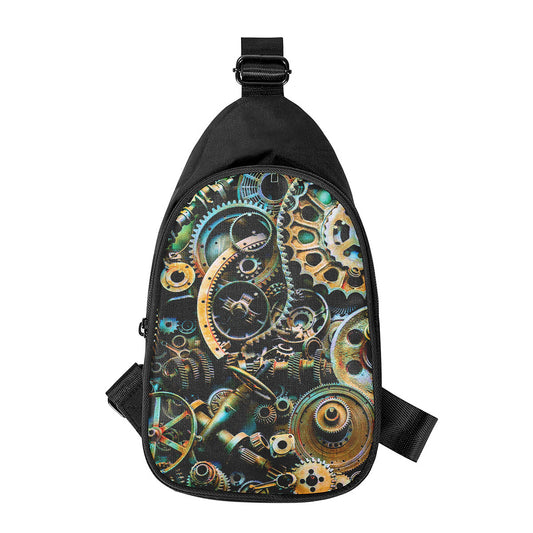 Steampunk Cogs And Gears Print Chest Bag