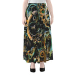 Steampunk Cogs And Gears Print Chiffon Maxi Skirt