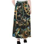 Steampunk Cogs And Gears Print Chiffon Maxi Skirt