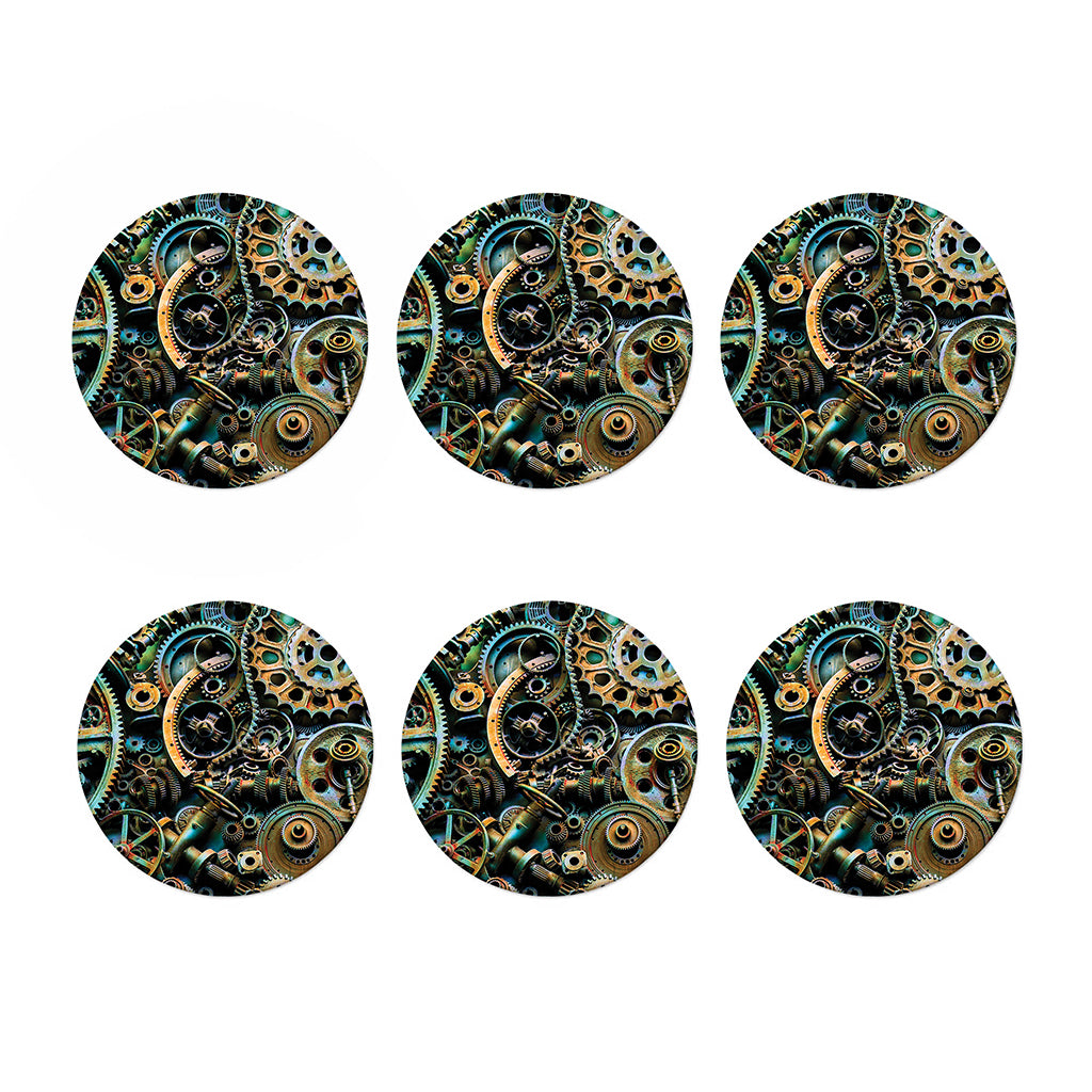 Steampunk Cogs And Gears Print Coaster Set