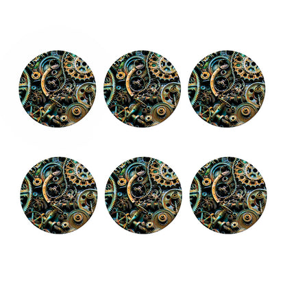 Steampunk Cogs And Gears Print Coaster Set