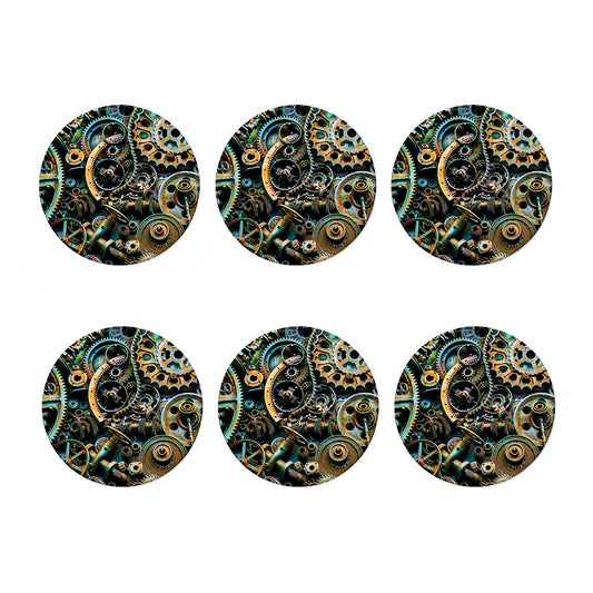 Steampunk Cogs And Gears Print Coaster Set