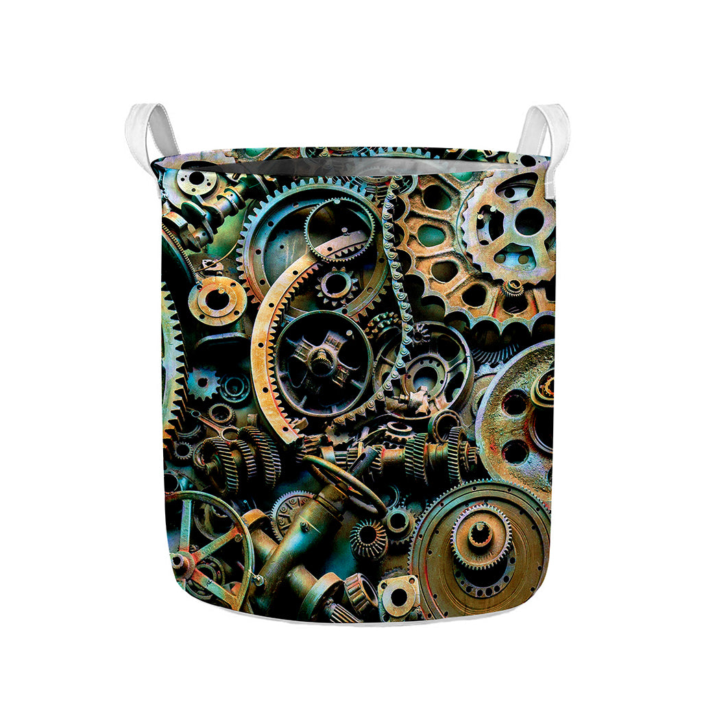 Steampunk Cogs And Gears Print Collapsible Laundry Basket